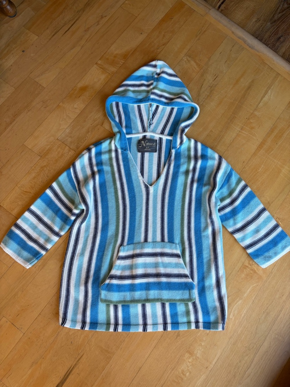 Natural Reflections Y2K Fine KNIT Hooded 3/4 sleeve Boho Festival Summer Sz S